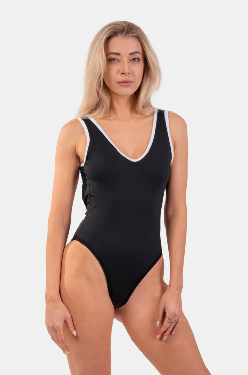 Plain Deep U-shape One Piece Monokinis Swimsuit High Waist 8060 UK