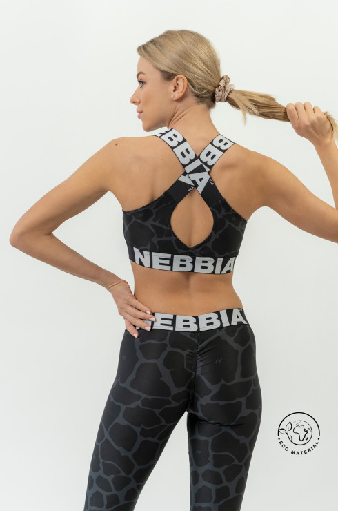 NEBBIA Black Mesh Design Breathe Sports Bra 412 at  Women's Clothing  store