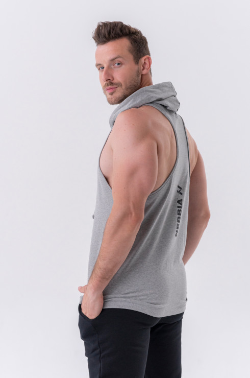 Camiseta de tirantes de fitness con capucha