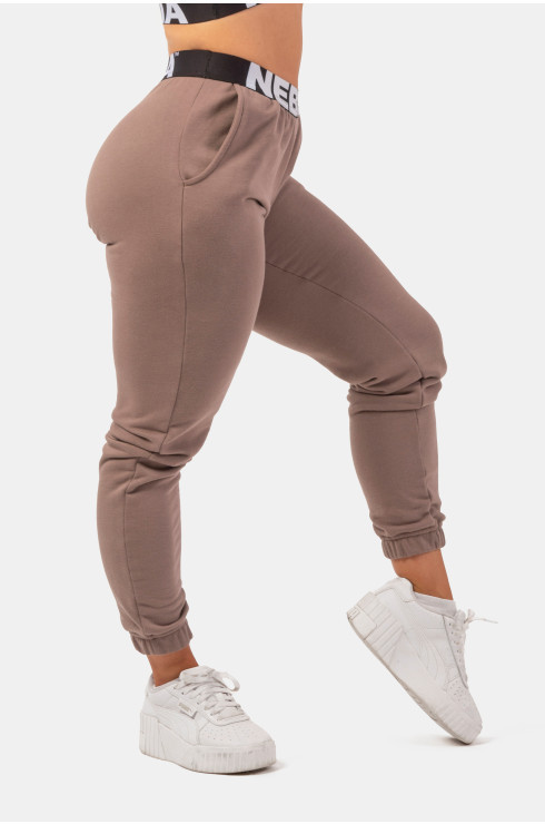 Pantalones jogging corte medio con cintura elástica Iconic Brown