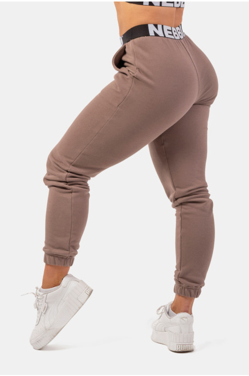 Pantalones jogging corte medio con cintura elástica Iconic Brown
