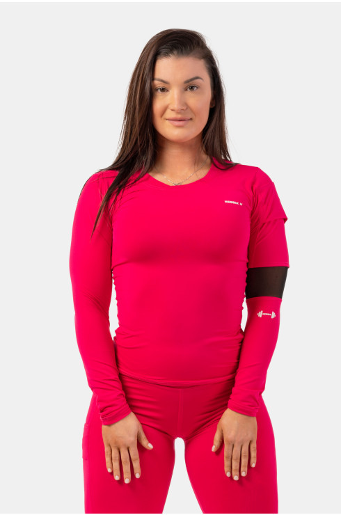Long Sleeve Smart Pocket Sporty Top Pink
