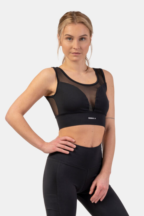 Schwarzer Sport-BH „Breathe“ mit Mesh 412