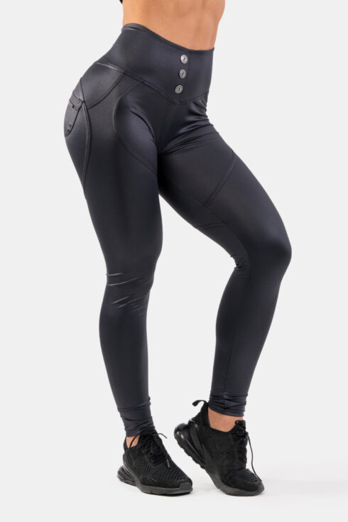 High Waist Glossy Look Bubble Butt Pants 586 - Image 3