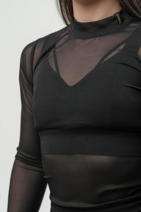 NEBBIA Women's Mesh Long Sleeve Top INTENSE Sheer 847 Gold - Image 5