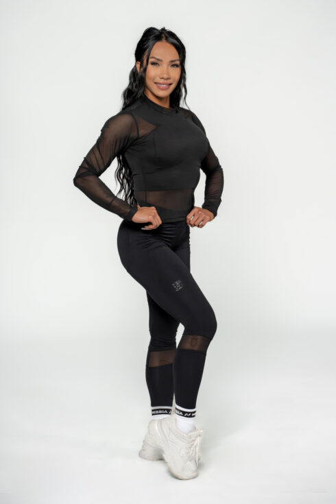 NEBBIA Women's Mesh Long Sleeve Top INTENSE Sheer 847 Gold - Image 3