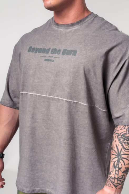 Washed-off Oversized Heavyweight Cotton T-shirt NO SHORTCUTS 369 - Image 4