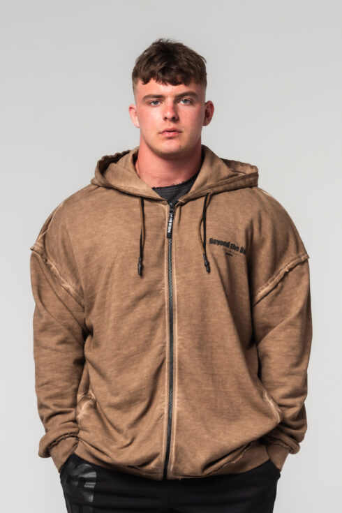 Washed-off Zip Up Hoodie GYM BRO 362