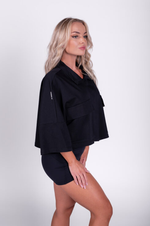 Boxy crop košile s kapsami URBAN MUSE 598 - Image 2