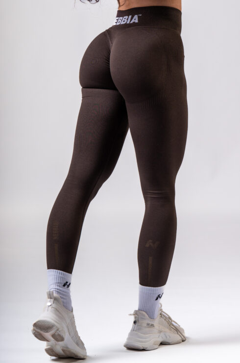 High-waist push-up legíny POWER 888 Dark brown