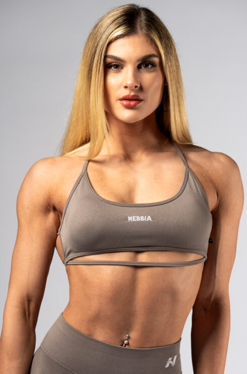 Open-back športová podprsenka POWER 890 Light brown ash