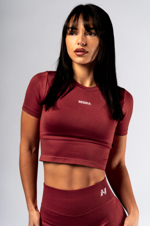 Seamless crop top s krátkym rukávom POWER 891 Red