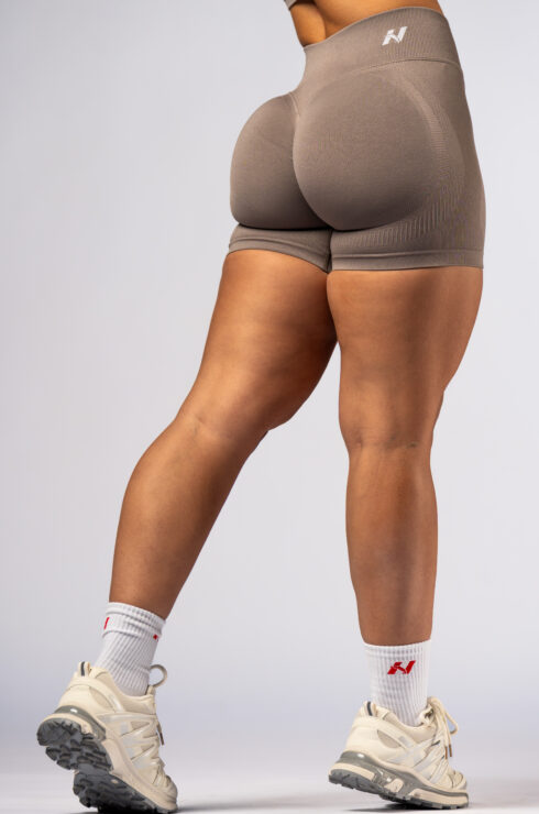 High-waist push-up šortky POWER 893 Light brown ash