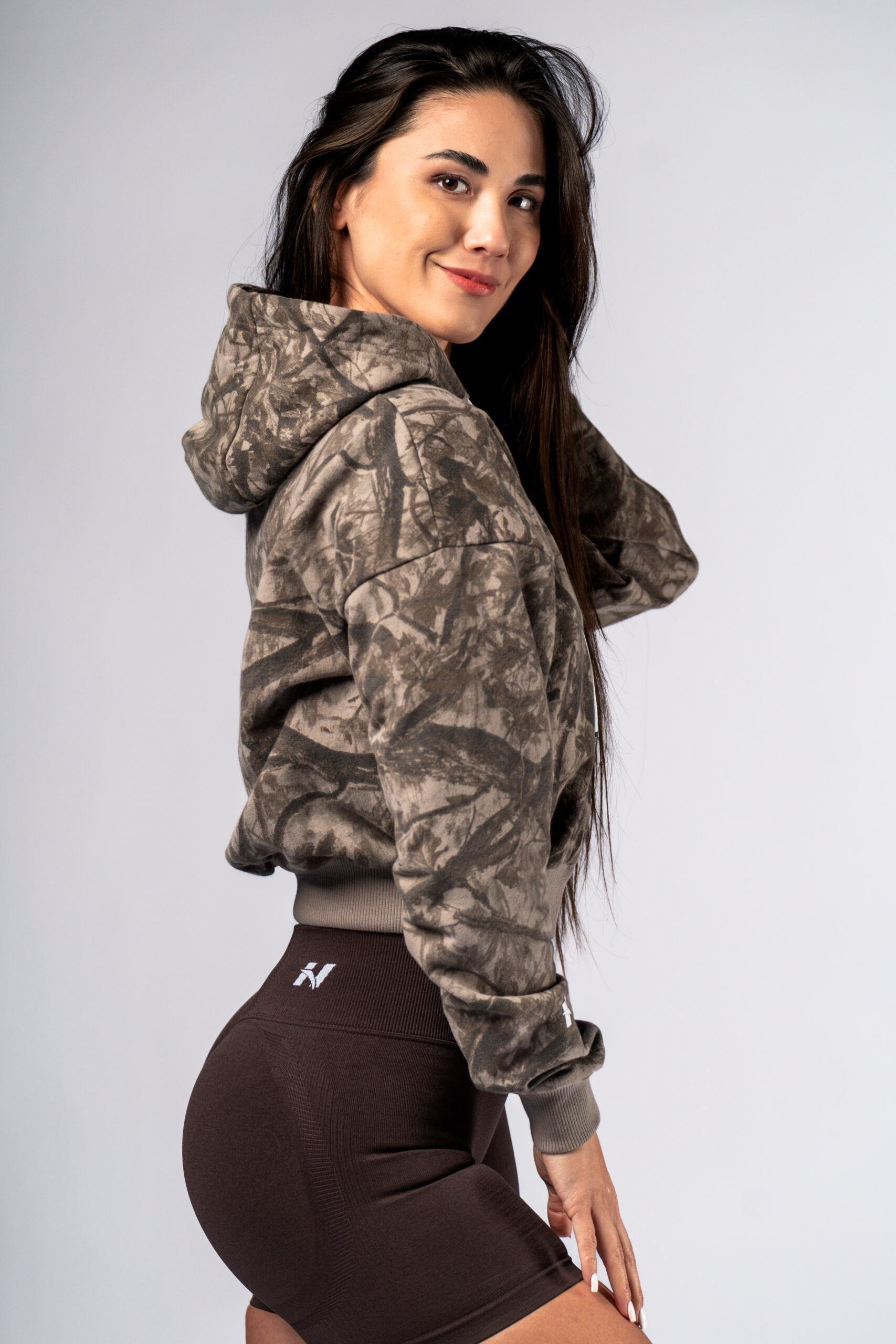 Mikina na zips s kapucňou POWER 895 Light brown camo - Image 2