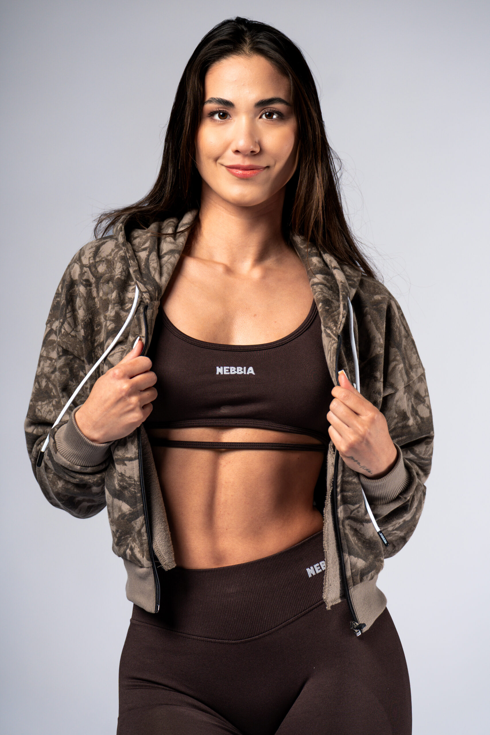 Mikina na zips s kapucňou POWER 895 Light brown camo - Image 5