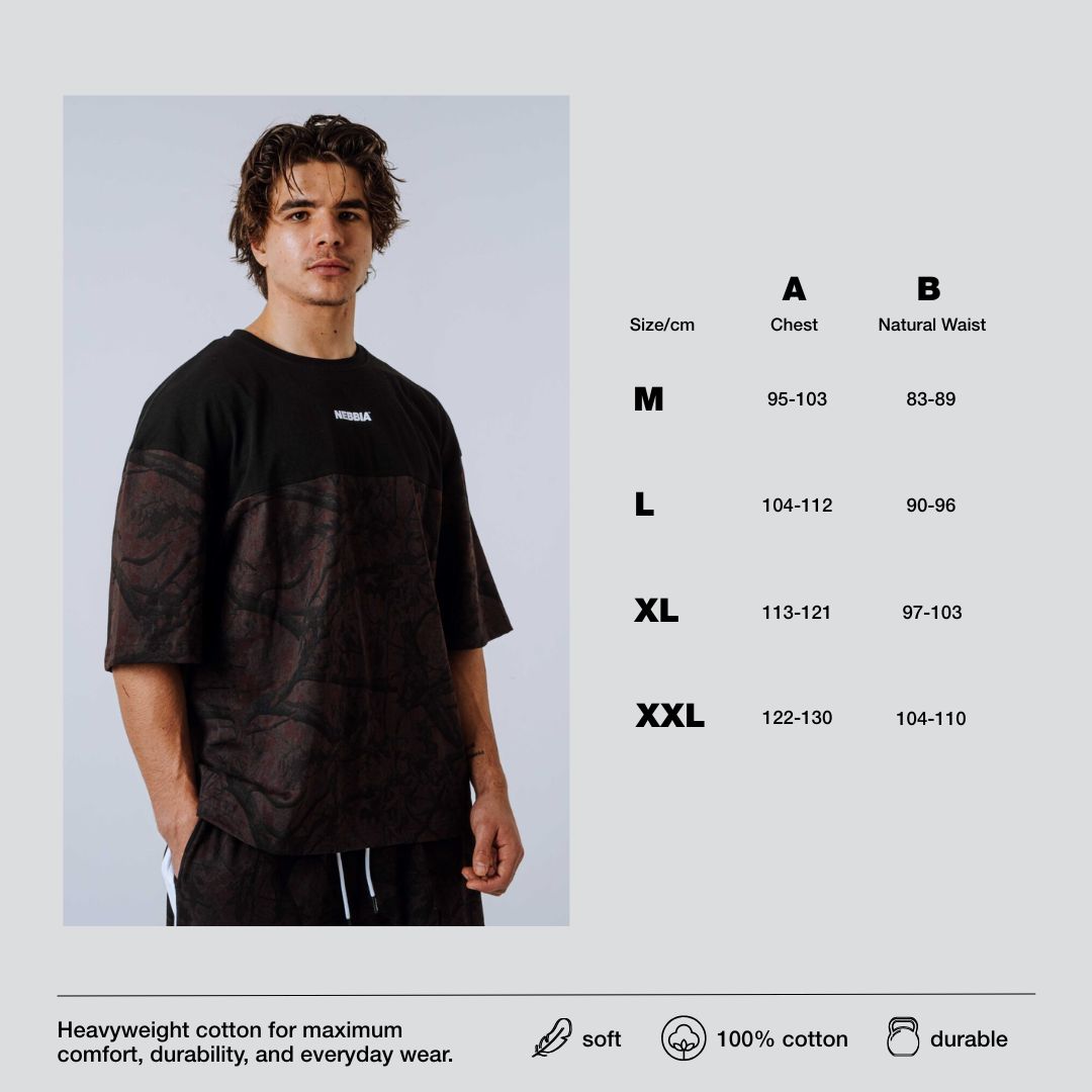 Oversized Tee POWER 898 Dark brown camo - NEBBIA