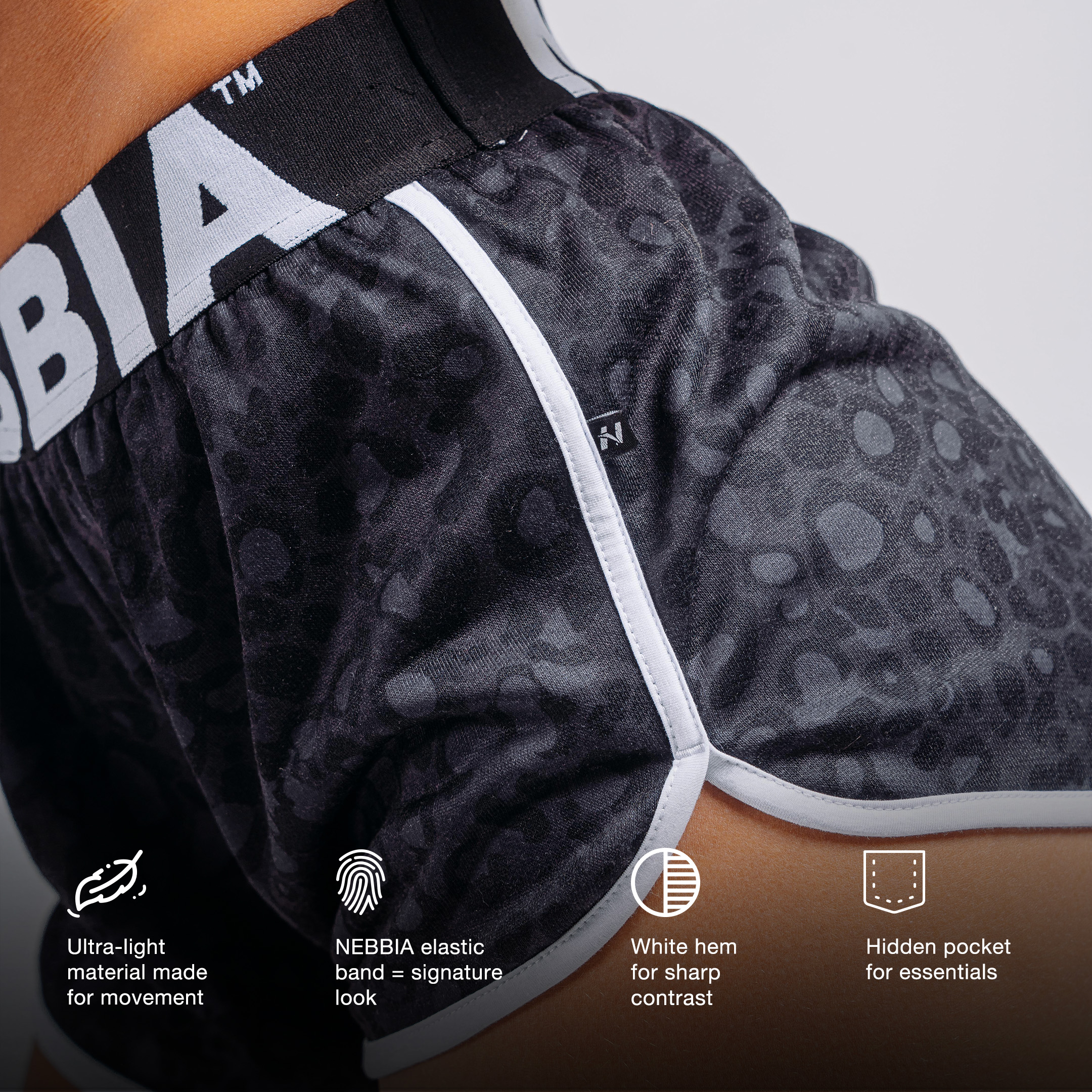Leopard Training Shorts PRIMAL 855 Cream leopard - NEBBIA