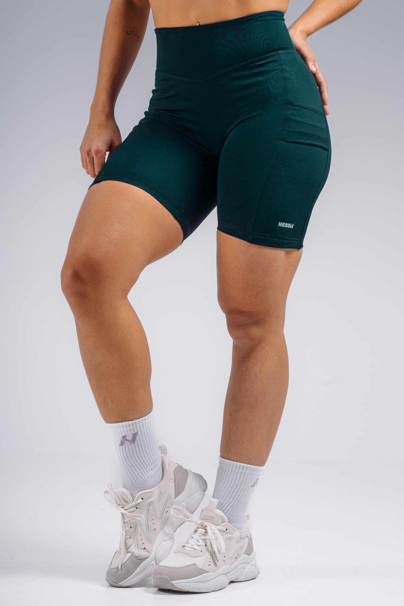 High-Waist Shorts with Pockets PRIMAL 858 Dark green - Image 3