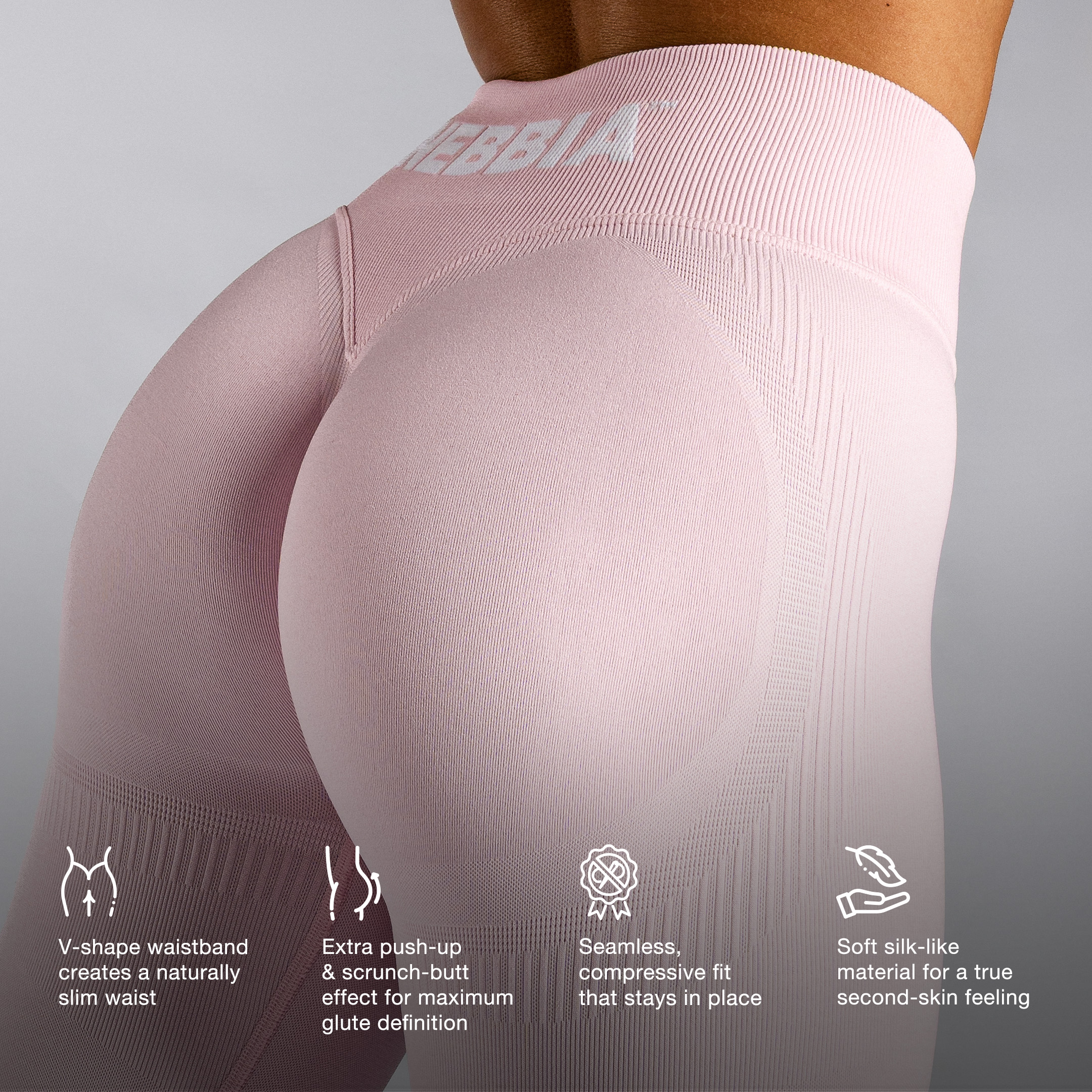 High-waisted push-up leggings POWER 888 black - NEBBIA