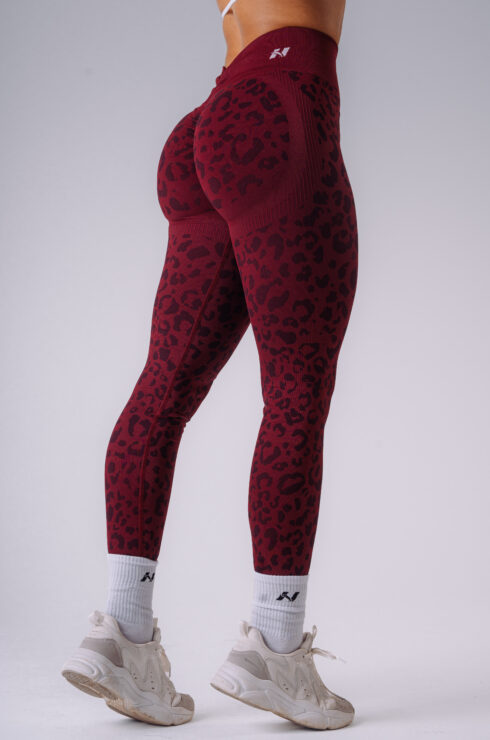 Kompresné push-up legíny s leopardím vzorom PRIMAL 849 bordové