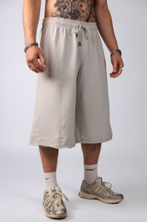 Wide Raw Hem Shorts BLOCK 97 929 light grey
