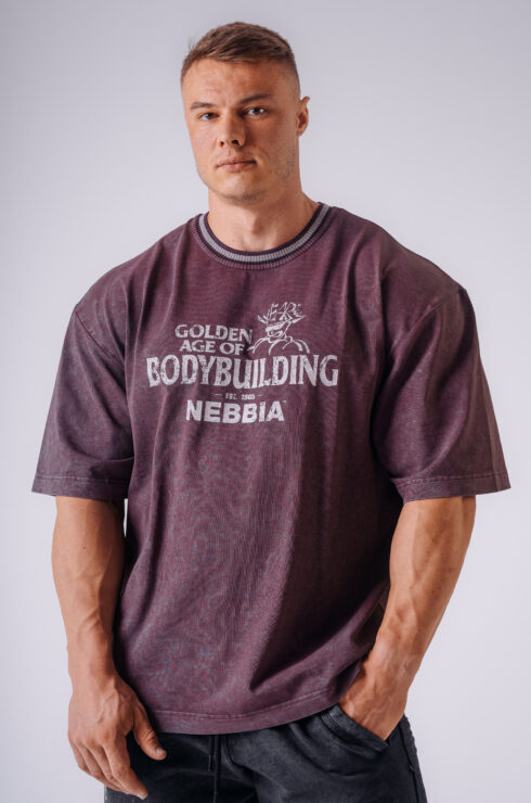 NEBBIA x Olympia Heavyweight Cotton tričko bordo
