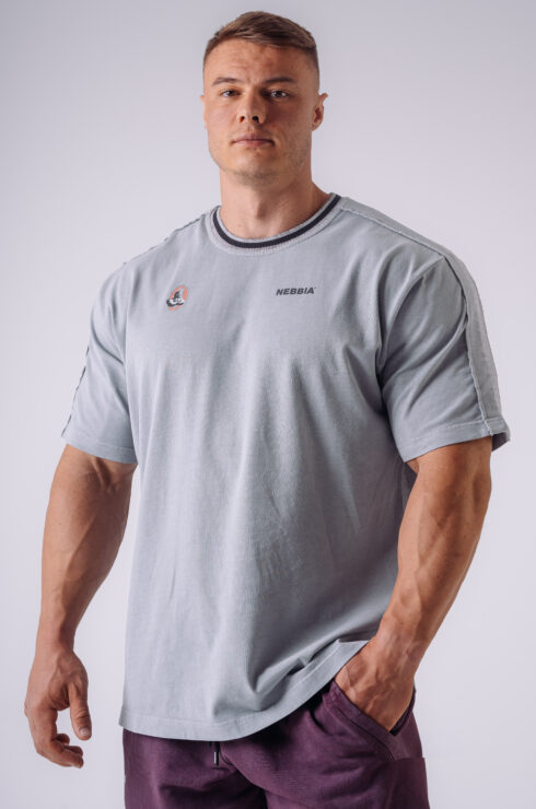 NEBBIA x Olympia Muscle Cover tričko 942 grey tshirt