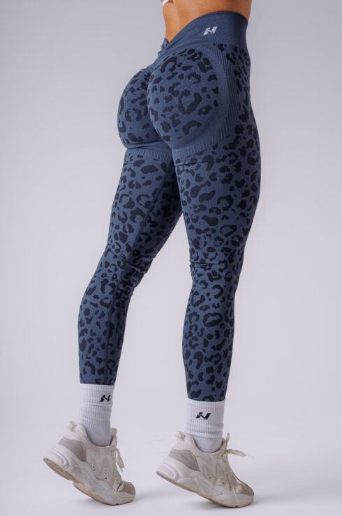 Kompresné push-up legíny s leopardím vzorom PRIMAL 849 tmavomodré