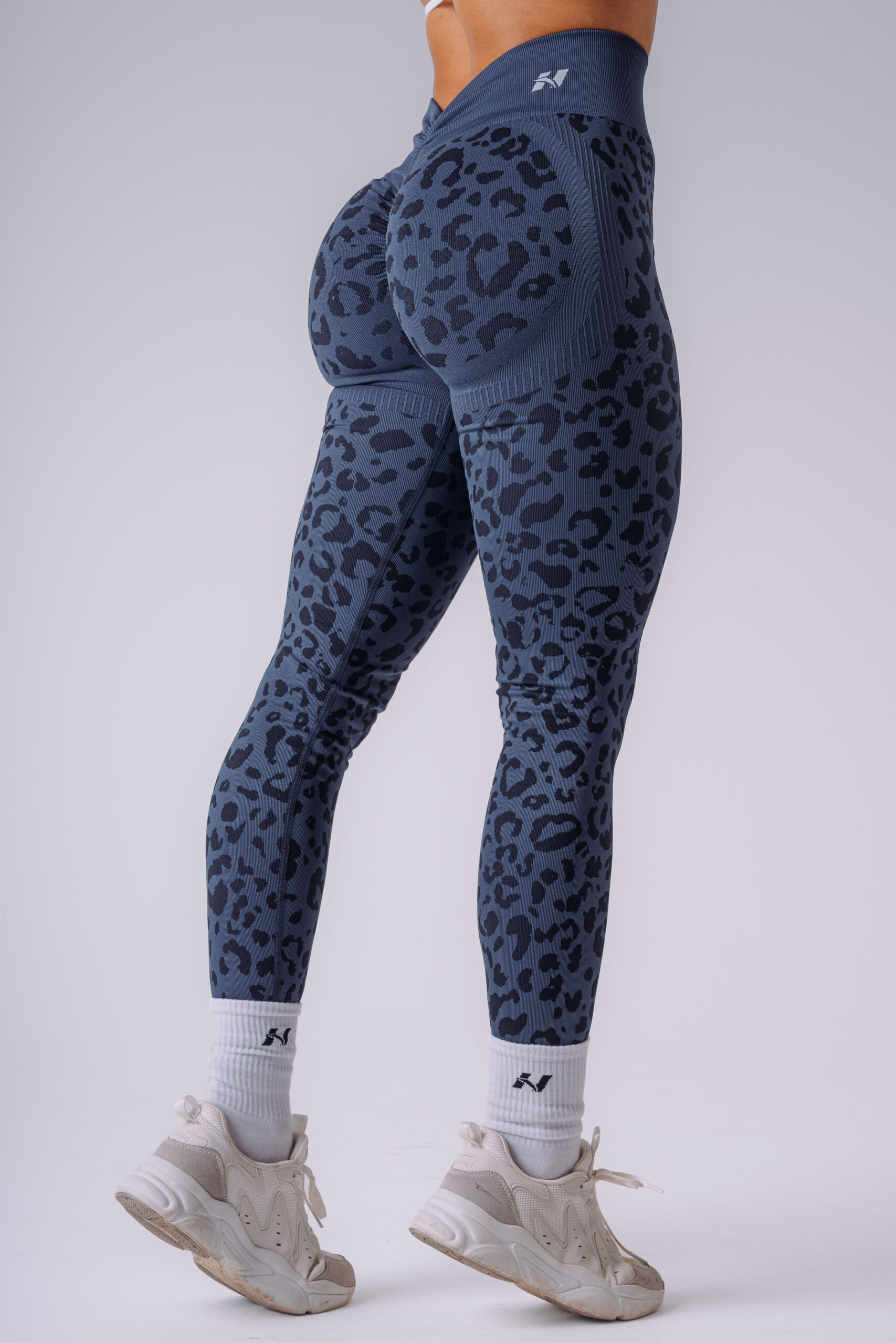 Kompresné push-up legíny s leopardím vzorom PRIMAL 849 tmavomodré